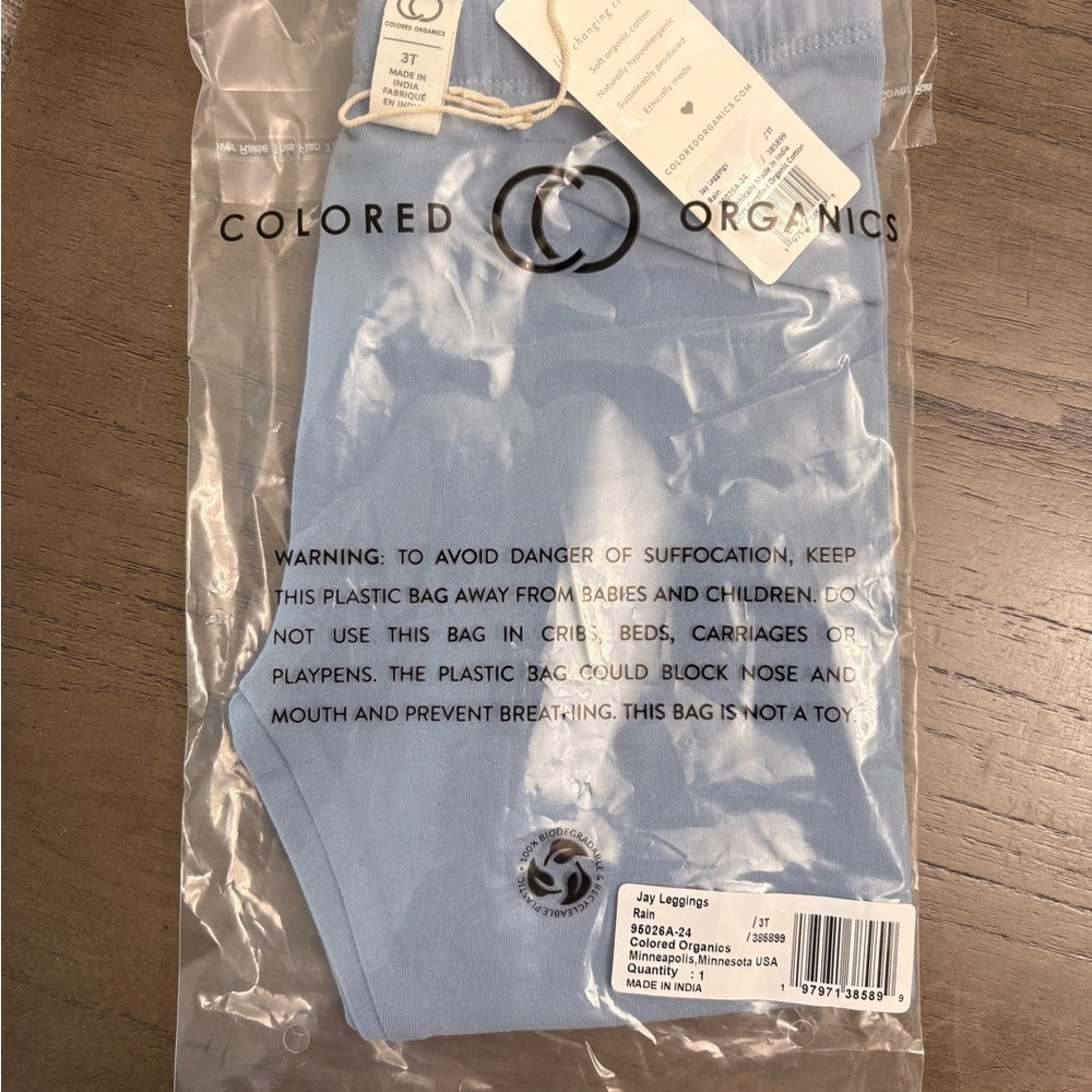 Colored Organics Soft Blue Leggings